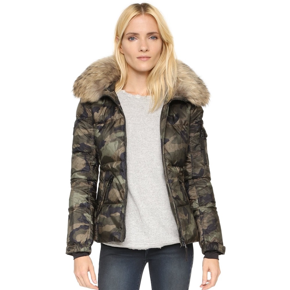 SAM Green Camo Fur Freestyle Down Winter Jacket